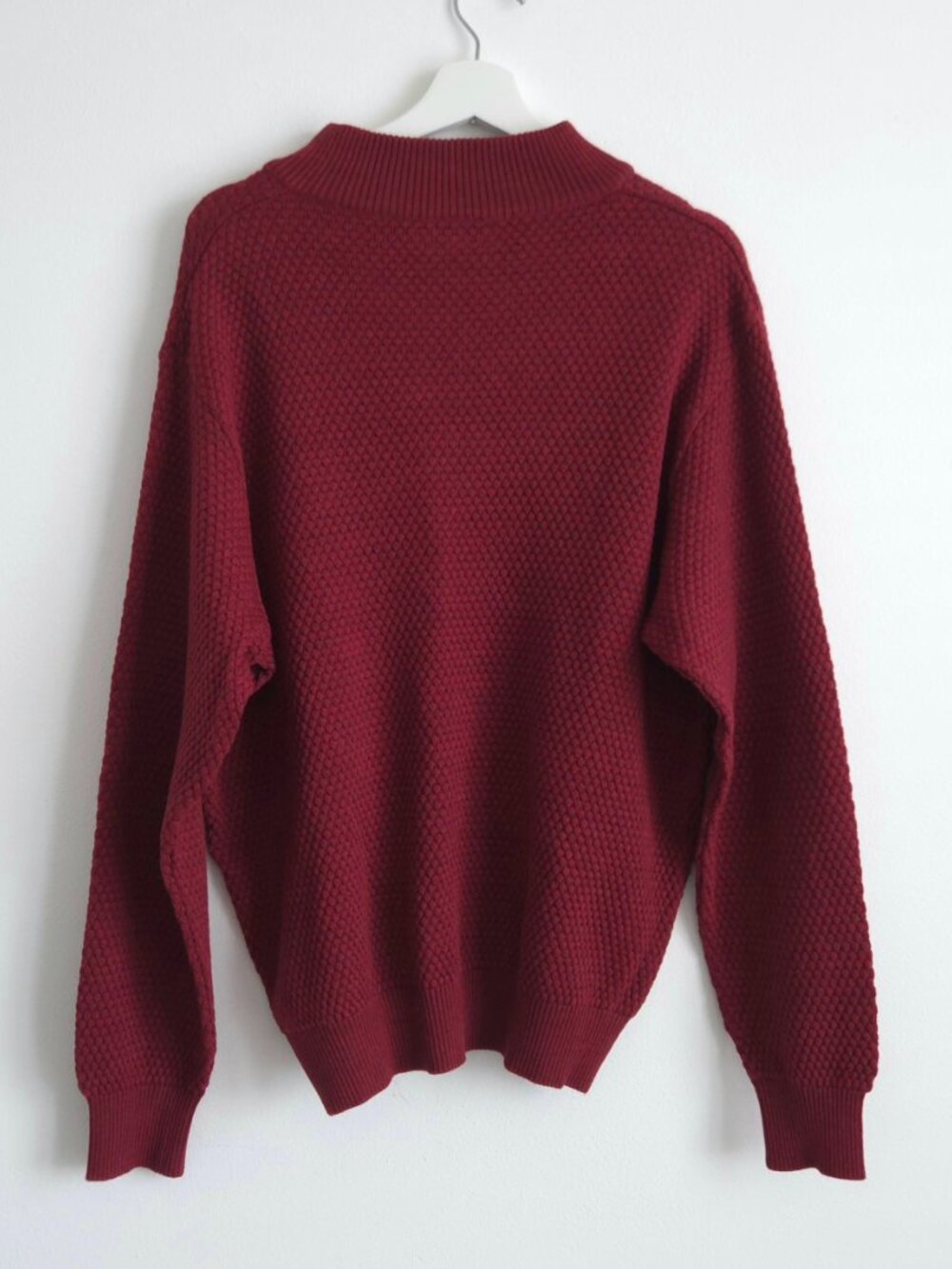 Vintage Retro Textured Wool Blend Quarter Zip Sweater - Picture 5 of 6